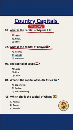 General Knowledge Quiz | Country Capitals | Brain Teaser Shorts #shorts