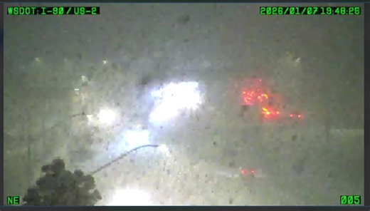 [7:50pm PST] The I-90/US-2 interchange in Spokane is seeing very heavy snow with visibilities down to a quarter mile. If you must travel through this area, please slow down and take precautions. We have issued a Snow Squall Warning through 8:15PM. It would be safer to delay travel plans until road conditions get better. Stay safe, everyone. | US National Weather Service Spokane Washington