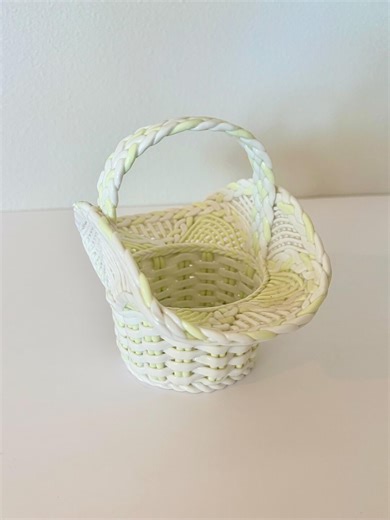 Vintage Small Ceramic Porcelain Woven Lattice Basket | Easter Cottagecore Decor - Etsy