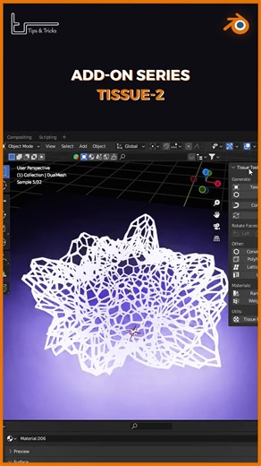 Free Add-on series about Tissue in blender‎- سلسلة ادون عن Tissue في بلندر . . . #blender #blender3d #learn3d #3d #blendertips&tricks #blendertips #tips&tricks #cycles #eevee #blendercycles #blendereevee #blendervfx #blender3d #blender3dart #blendertutorial #blenderartist #blendercommunity #3dart #tutorial #training #vfx #render #3dmodeling #3danimation #3dmodel #learn3d #learning3d #dailytips #madewithblender #graphicdesign #graphicdesigner