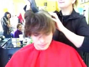 Nick crying while head shave for a shoot.........!