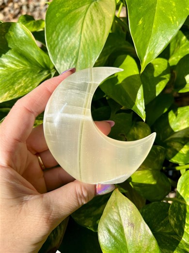 Silky Calcite Crescent Moon | Self Standing - Etsy