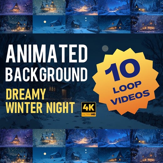 Animated Winter Night Background 4K Loop, Dreamy Snow Cabin, Cozy Night Scene, Relaxing Winter Animation for Stream - Etsy