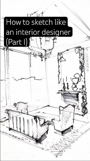 How to sketch like an interior designer: Residential interiors #architecturesketch