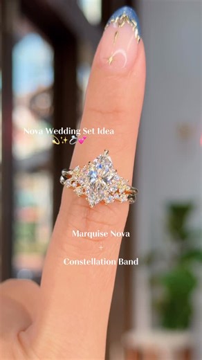 Princess Bride Diamonds on Instagram: "A stellar wedding set 💫 Inspired by the night sky, our Nova engagement ring and Constellation wedding band pair perfectly - just like the moon & stars. A set designed for those who believe in a love that transcends space + time 💕 Build yours today at PrincessBrideDiamonds.com ✨"