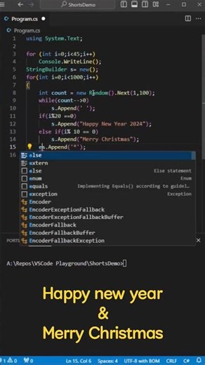 Happy New year and Merry Christmas with C# Code #shorts #.NET #csharp
