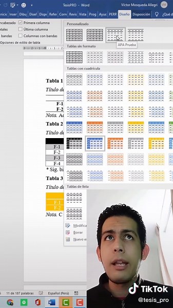 Cómo aplicar formato APA a tablas en Word en un día