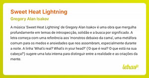 Significado da música SWEET HEAT LIGHTNING (Gregory Alan Isakov) - LETRAS.MUS.BR