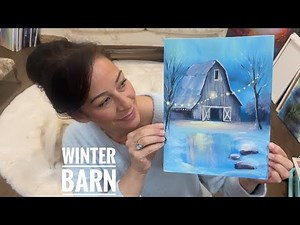 WINTER BARN | Acrylic Painting