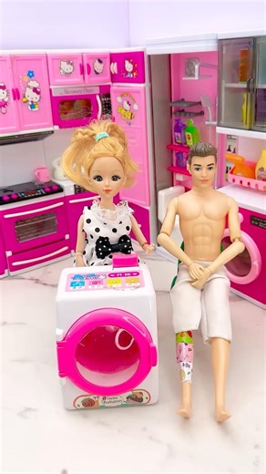 Satisfying With Unboxing Barbie Automatic Washing Machine Toys, ASMR Video #shorts