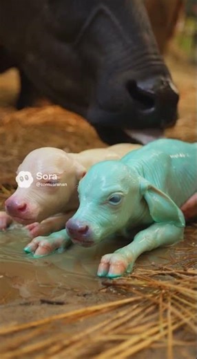 Buffalo gives birth to twins #buffalo twins #buffalo giving birth #funny #hilarious