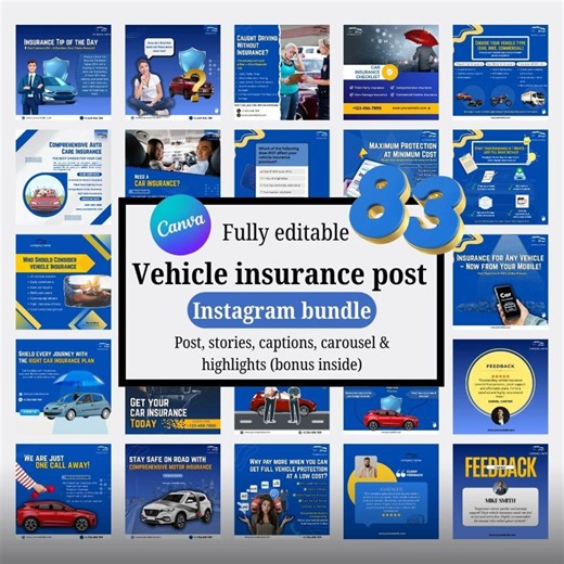Vehicle Insurance Agent Business Template Bundle, Vehicle Insurance Agent Instagram Post , Auto Insurance Business, Insurance Sales - Etsy