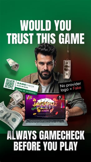 💰 𝗪𝗼𝘂𝗹𝗱 𝘆𝗼𝘂 𝘁𝗿𝘂𝘀𝘁 𝘁𝗵𝗶𝘀 𝗴𝗮𝗺𝗲 𝘄𝗶𝘁𝗵 𝘆𝗼𝘂𝗿 𝗺𝗼𝗻𝗲𝘆? Fake casino games can copy everything except the truth. No provider logo? That’s a red flag. If you can’t scan a Gamecheck SEAL, you can’t be sure it’s real. 🎯 Always Gamecheck before you play. 🕵️‍♀️ Scan the SEAL, follow verified casinos, and avoid fakes in seconds. #GamecheckBeforeYouPlay #FakeGamesExist #PlayerProtection #SmartPlay #iGamingCommunity #FairPlayFirst #GamecheckKnows | Gamecheck
