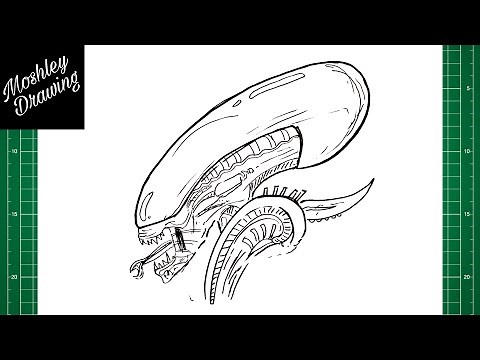 How to Draw Alien Xenomorph Head