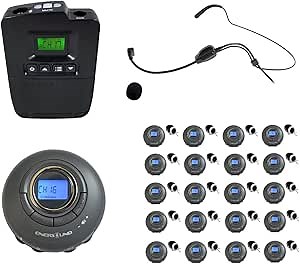 Enersound 20-Person Portable Interpretation Tour Guide System - US-Based 3-Year Warranty and Free Phone Support - Ideal for Church Schools Theaters Venues