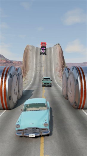 4 Big Bollard Ambulance & Funny Car - Beamng #beamngnoob #automobile