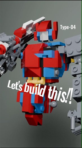 Lego Mech Build ~ Torso & Sword Type 4 🛡️🔴 (3D Animation) #legomech #3danimation