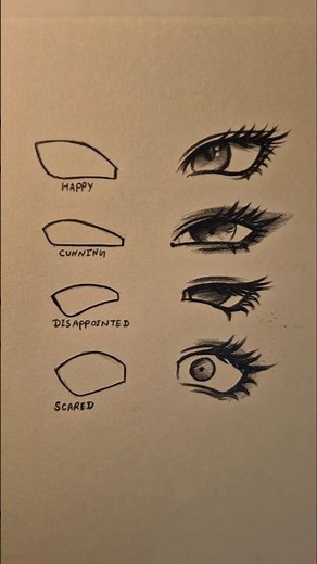 How to Draw Different Anime Eyes 👀 #shorts #animedrawing #eyes