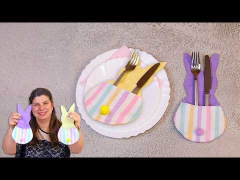 DIY Bunny Cutlery Pockets / Bunny Cutlery Holders Sewing Pattern / Easter Table Decor