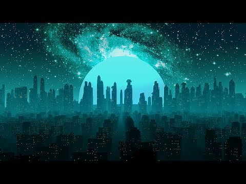 Synth City Blue Screensaver - Looped Animation Background