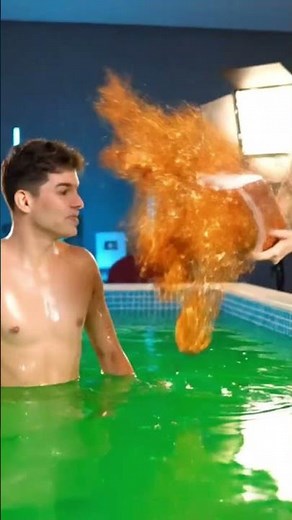 I Filled a Pool with GREEN SLIME and Orange Glitter! 😂✨ (Crazy Challenge)