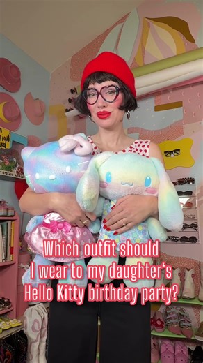 Which hello kitty outfit should I wear to Ryder’s small birthday party coming up. She’s turning 6! So far Ryder votes for 2. #hellokitty #hellokittylover #hellokittyparty #ootdinspo