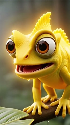 little chameleon uses his color-changing powers to cheer up a gray, rainy day for his friends.#cute