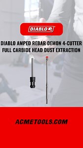 Diablo's AMPED™ Rebar Demon™ 4-Cutter Full Carbide Head Dust Extraction Hammer Drill Bits amplify concrete drilling with the only hammer drill bits to drill fast, clean holes into clean and reinforced in two easy steps. The AMPED™ Rebar Demon™ bits feature Diablo’s highly durable Dura-Carbide to withstand up to 1800°F of intense heat whereas standard bits fail at 800°F. Diablo’s impact resistant 4-cutter tungsten full-carbide head withstands the stress of high-powered hammer drills and the impac