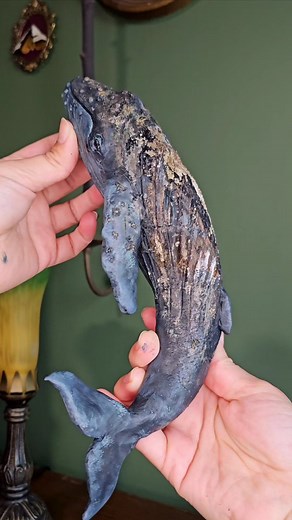 Thread Handed Jill on Instagram: "Humpback whale sculpted from a mussel shell 🐋 We visited a beach an hour south of us to get a respite from the smoke here in LA, and I found the coolest textured shell that reminded me of a whale! This was one of those moments where I felt overjoyed at being an artist; the ability to take a very rough idea from my wonky brain and make it come to life felt like magic ✨️"