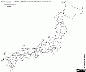 Japan map coloring page printable game