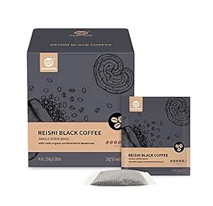 GANOHERB Reishi Mushroom Single Serve Black Coffee, Better for Focus & Immune Support, 15 Servings, Travel Friendly Packs, Rich Aroma Dark Roast