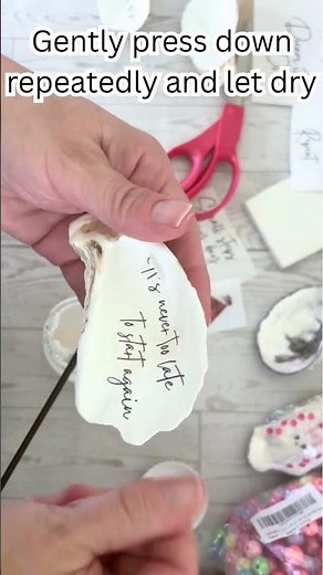 How to decoupage text paper onto shells