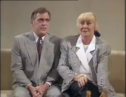 The late Liz Dawn and Bill Tarmey discussing the Duckworths, on Wogan in 1989. | BBC Archive