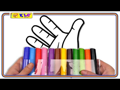 ( Fingers ) Hand Drawing and Glitter Coloring with Big Marker Pencils–Fun for Kids | KLC KIDS TABLE👋