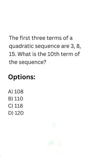 "AMC 10 Quadratic Sequence MCQ – Find the nth Term! 😱 Solve in 15 Sec? #amc10 #sequences #mathshorts