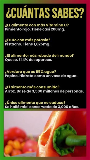 ¿Cuál es el alimento con más vitamina C? Y ¿El fruto con más potasio?