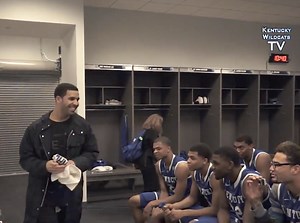 Drake Visits Kentucky Wildcats Locker Room At Final Four