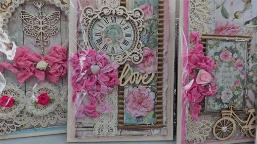 Shabby Chic Handmade Greeting Cards: Floral Embellishments, Set of 4 - Etsy