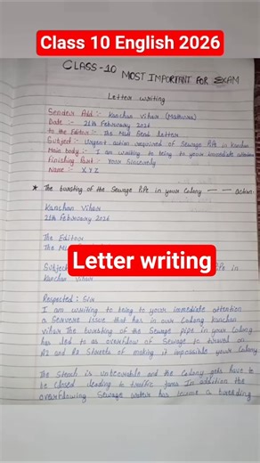 Class 10 English Letter Writing 2026 | Full Format + Example cbse#viral#exam #youtubeshorts#trending