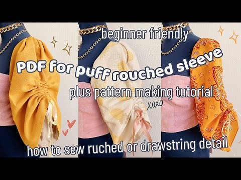 🌼🤍Sewing Tutorial Ruched Sleeve with Drawstring 3 Stylish Designs plus PDF🤍🌼