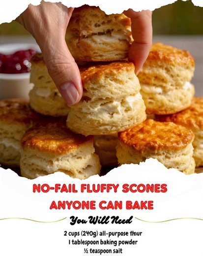 33K views · 72 reactions | Easiest Homemade Scones Ever – Fluffy & ButteryIngredients2 cups (240g) all-purpose flour1 tablespoon baking powder½ teaspoon salt......Full Recipe in Coʍmеոτ  | 푫풊풇풇풆풓풆풏풕 풅풆풕풂풊풍풔 | Facebook