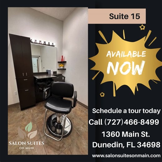 ✨ Ready to Elevate Your Career? ✨ Step into your new salon studio and create the space you’ve always dreamed of. ✔️ Total privacy for you and your clients ✔️ Modern, move-in ready suites ✔️ 24/7 access ✔️ Freedom to set your own hours & prices Your chair, your vibe, your business. 💇‍♀️ 📍 Schedule a tour today and see why stylists love it here! #SalonSuiteLife #HairstylistGoals #SalonStudioRental #BeYourOwnBoss #salonsuitesonmain #dunedin #dunedinflorida #salonrental | Salon Suites on Main