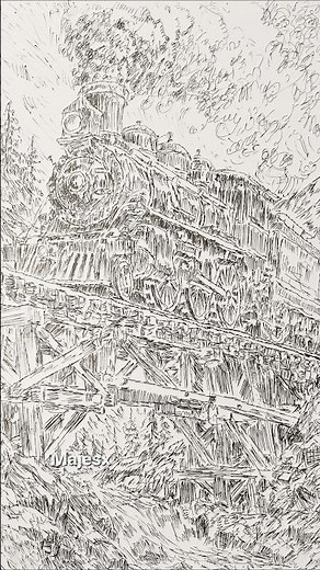 How to Draw a Detailed Steam Locomotive with Ink Pen