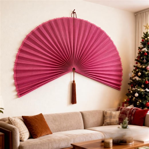 Bamboo Fan Wall Decor, Oversized Fan for Large Wall Decor With Colorful Bamboo Fan, Boho Headboard, Folding Fan, Handmade Gift - Etsy