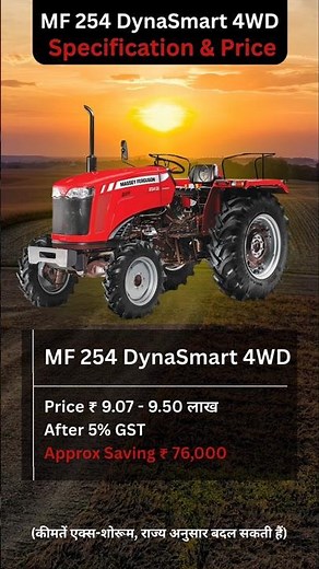 MF 254 Dynasmart 4WD | Tractor Review 2025 | GST 2.0 Price, Specs & Features