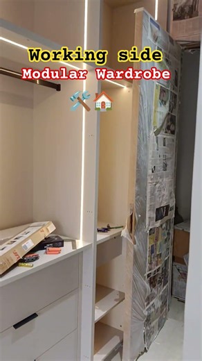 Working Side Modular Wardrobe LED light with Glass Door 🛠️🏠#shortvideo #trending #saddamvlogs01