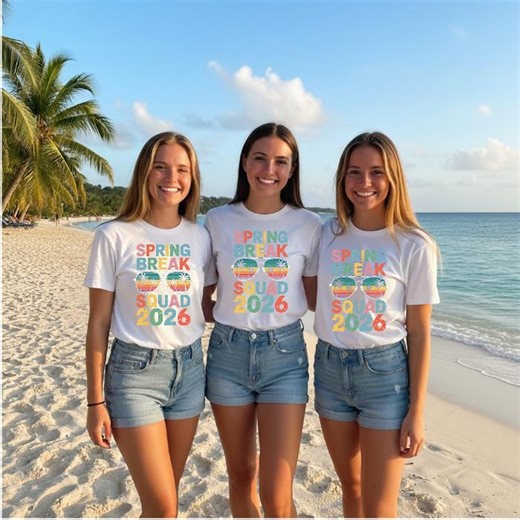 Spring Break Squad 2026 T-shirt, Retro Beach Trip Matching Tees - Etsy Canada