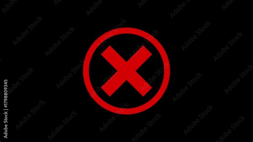 Red cross mark animation, error or wrong symbol motion graphic video 4k. red error cross sign animation. cancel or reject icon motion.