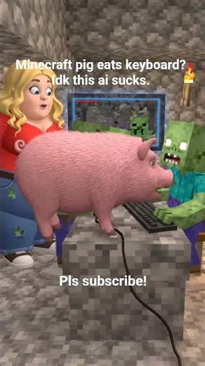Minecraft pig eats keyboard! #minecraft #funny #gaming