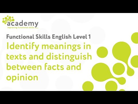 Functional Skills English Level 1 - Identify Meanings in Texts